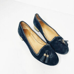 Jack Rogers Gabrielle Flat Loafer Women's Black Suede whipstitch tassel US 7